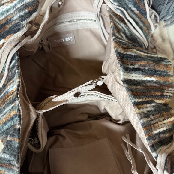 Johnny Was Elodie Plain Bag Boho‎ Gray Suede Leather  fringe colorful side NwOT - Picture 10 of 10